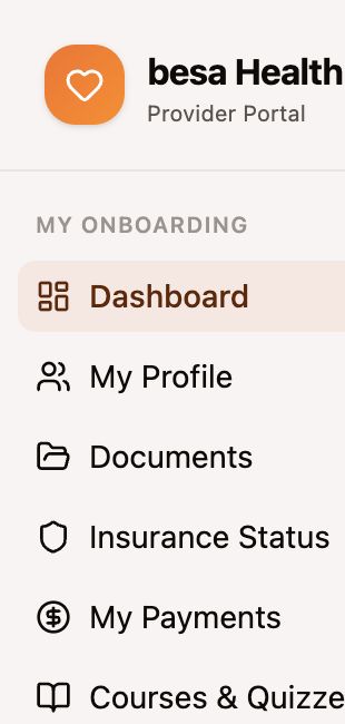 Provider Portal administrator navigation